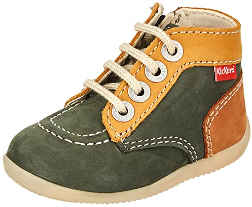Kickers Unisex baby BONZIP-2 Oxford-sko, KAKI Jaune Camel, 19 EU