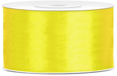 Satinband Gelb 50mm x 25m – extra breites Schleifenband | Gelbes Geschenkband & Dekoband für XXL Schleifen, Kommunion, Konfirmation, Taufe, Hochzeit, Floristik & Eventdeko