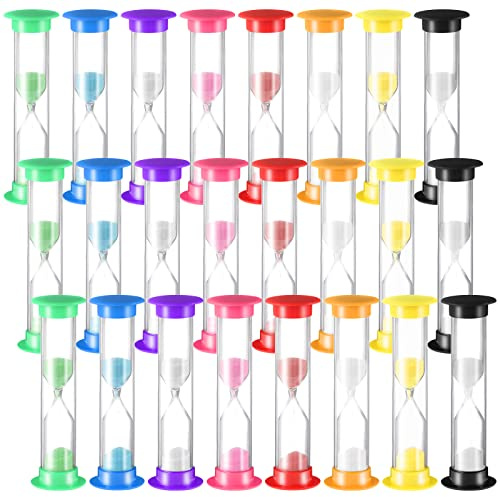 24 Pcs 5 Minute Sand Timer Plastic Hourglass 5 Min Visual Timer Mini Classroom Small Shower Hourglass for Teacher Classroom School Must Haves Supplies Egg Sand Clock Kids Time Management(Colorful)
