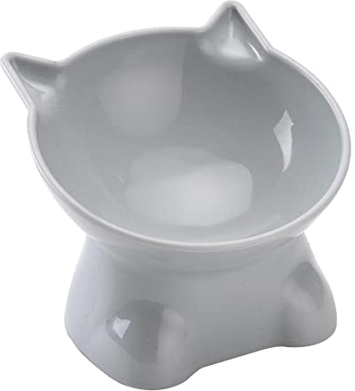 Gamelles Surélevées pour Chat - Inclinable à 15 Degrés, Peu Profonde 13,5 cm - pour Nourriture et Eau - en Étain