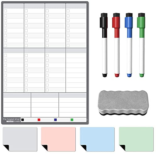 TMS Magnetic Weekly Planner | Made in The UK | Fridge Whiteboard Calendar for Meal Prep, Work or Family Planning | Monthly Organiser for to-Do Lists, Notes or Reminders | Home, Kitchen or Office