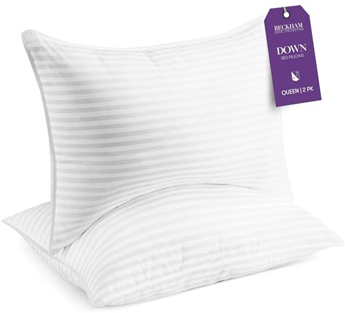 Beckham Hotel Collection Bed Pillows Queen/Standard Size Set of 2 - Down Pillow for Sleeping - Back, Stomach or Side Sleepers