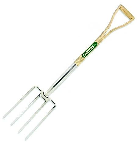 Carters - Stainless Steel Garden Fork x Ash Wood YD Handle - Stainless Steel Garden Fork - Durable & Rust-Resistant - Ash Wood YD Handle for Comfortable Grip - for Gardening & Digging