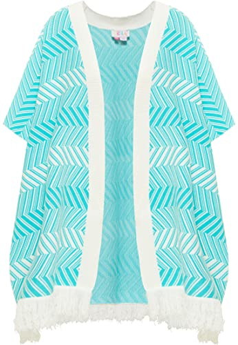ZITHA dam stickad poncho 19022960-ZI01, aqua vit, XL/XXL, Aqua vit, XL/XXL