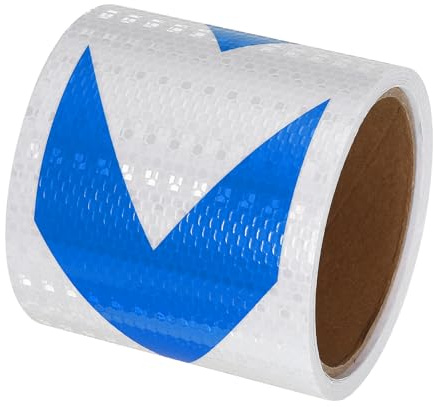PATIKIL Warnung Reflektierende Aufkleber, 10 cm x 5 Meter Pfeil Selbstklebend Sicherheit Reflektorband für Auto, Fahrräder Lastwagen, Anhänger, weiß und blau