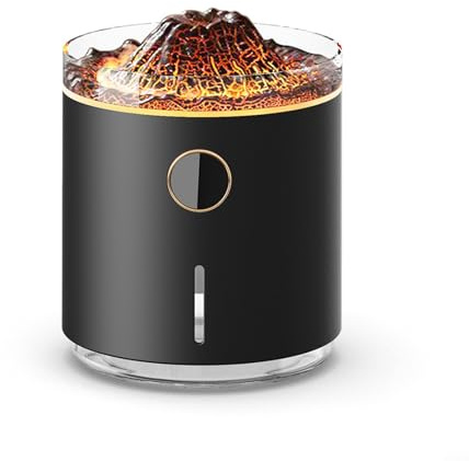 330 ml Vulkanischer Luftbefeuchter, vulkanische Flamme, Luft-Diffusor, Aroma-Diffusor, ätherisches Öl, Aroma-Sprayer für Zuhause, Schlafzimmer, Büro (schwarz)