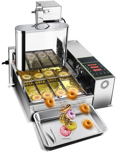 WuDLi Commercial Automatic Donut Making Machine, 4 Rows Auto Doughnut Maker with 5.5L Hopper, Adjustable Thickness Fryer, Intelligent Control Panel, 304 Stainless Steel