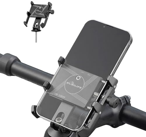 Support de téléphone pour vélo en aluminium - Support de téléphone universel pour vélo réglable à 360° pour iPhone, Samsung Galaxy et la plupart des téléphones de 4 à 7 pouces (Monté sur tige)