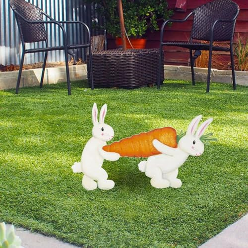 Gartenstecker Ostern Garten Hasen Deko Osterdeko für Draußen Frühling Modern Osterhase Außen Osterdeko Outdoor Osterdekoration Frühlingsdeko Hasen Figuren Deko Groß (D1)