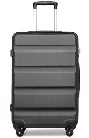 KONO Mittelgroßer Koffer Hartschalen ABS Leichtes Check-in Gepäck mit TSA Schloss und 4 Rädern (24,Grau)