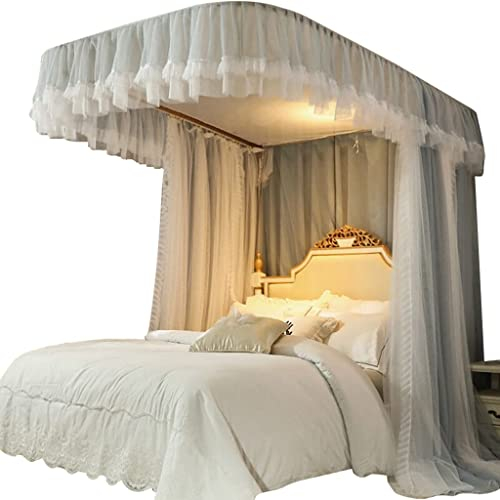 FZZIBQYR Betthimmel, U-förmiger, höhenverstellbarer Betthimmel, mit Halterungen, Keine Notwendigkeit, Bettvorhänge und Moskitonetze zu installieren (Größe: 180 x 230 x 210 cm)