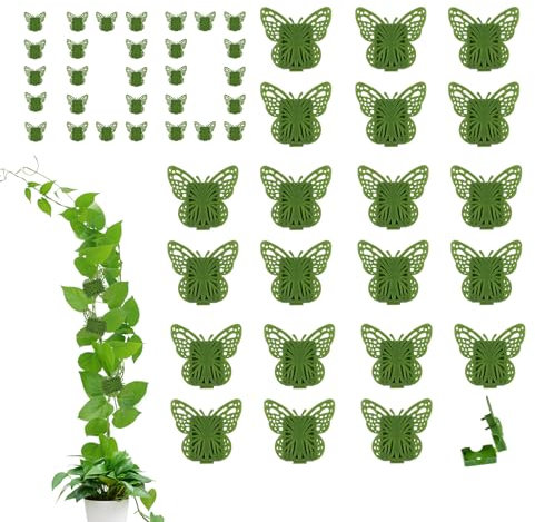 Pflanzenclips Wand, Pflanzenclips für Kletterpflanzen, Schmetterling Pflanzen Clips, Pflanzenhalter Wand Selbstklebend Plant Clips, Pflanzenklammern, Rankenhalter ​für Gartenarbeit Pflanzenstützung
