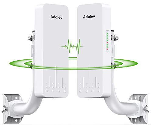 AdaLov CPE660 Wireless Bridge Outdoor with Bracket Mounts, 5.8G Point to Point WiFi Bridge PtP/PtMP with 14 dBi High-Gain Antenna, IP65 Waterproof, 3KM Extend Network to Outbuildings/Barn/Shop/Garage
