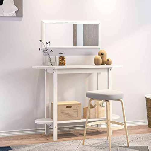 AIJUUKJP Möbelstück-Konsolentisch weiß 110x40x80cm Massivholz Kiefer