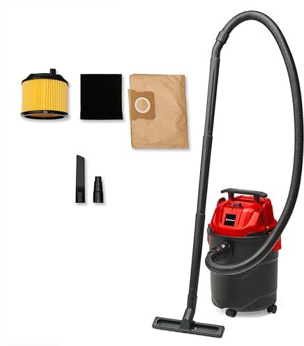 Einhell Aspirateur eaux et poussières TC-VC 1820 (1 250 W, capacité d’aspiration de 180 mbar, cuve de 20 l, raccord de soufflage, poignée, avec buses, filtres et sac collecteur de poussière)