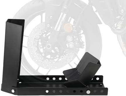 NICCOO Motorcycle Front Wheel Chock Adjustable Motorbike Stand Transport Storage Support Holder Heavy Duty
