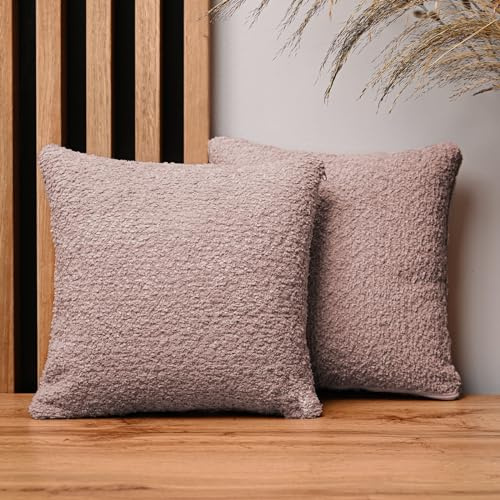 MG Design Set de 2 Fundas de cojín 30 x 30 cm Rosa - Tacto Suave con Cremallera, Ideal para sofá, Cama y salón