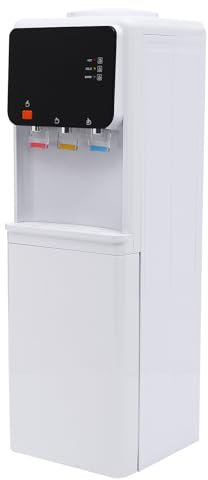 HuKaiL Dispensador de agua fría y caliente de 4,5 – 18,9 L, con refrigeración ≤ 15 °C, dispensador de agua, fuente con protección infantil y bandeja de goteo para casa, biblioteca, oficina, 30 x 31 x