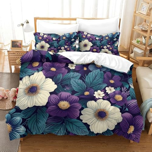 Lorolivier Rose Set Di Biancheria Da Letto Stampato in 3D Con Federa, Fodera Per Piumino Da Con Chiusura A Cerniera, Microfibra Morbida Adatto A Bambini Adulti Super King（260x220cm）