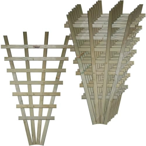 Small Fan Shaped Pack of 8 2x3ft (W: 2ft x H: 3ft) Frameless Decorative Lattice Trellis Panel Plant Grown Wall/Fence Art with Reduced Privacy Squares Width 610mm x Height: 990mm