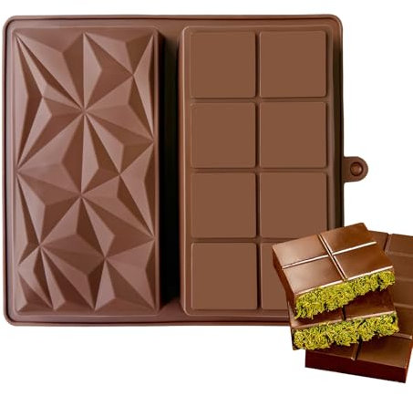 Deep Chocolate Moulds, Chocolate Bar Moulds Dubai Silicone Thick for DIY Baking Candy, Two Side Diamond Shape