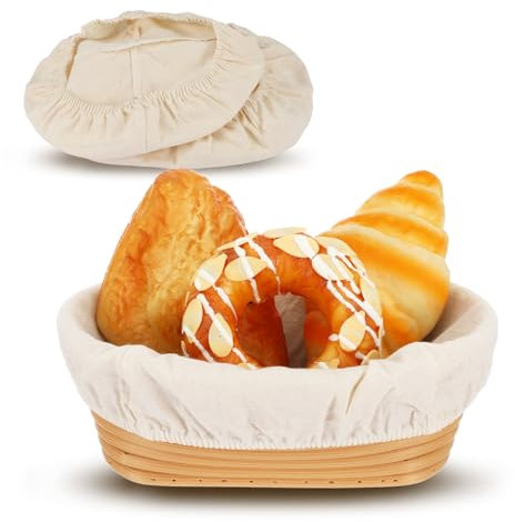 YBEATY 4 piezas redondas de lino para fermentación, cesta de fermentación, cesta de fermentación, cesta de lino, cesta de fermentación, cuenco de tela, para hornear pan, accesorios de masa, cubierta