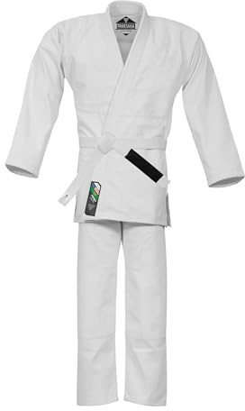 TRUESAGAUSA Regular Plain Jiu Jitsu Kimono Gi Uniform Deluxe BJJ Fabric With White Belt Kids & Adults Unisex (White, A-3)
