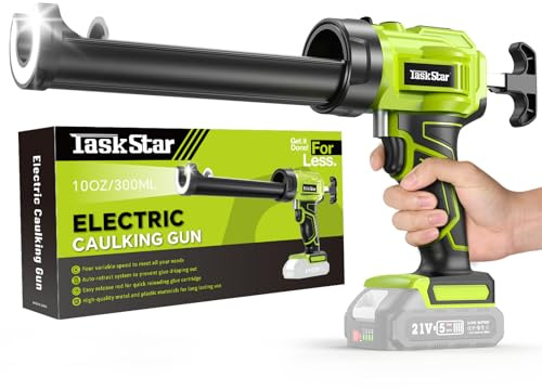 Taskstar Pistolet Silicone Electrique avec Lumière-LED, Outil Enlève Joint Silicone 3 en 1, Pistolet Cartouche Electrique Compatible avec Batterie Makita 18V, Pompe a Silicone Electrique pour Cartouch