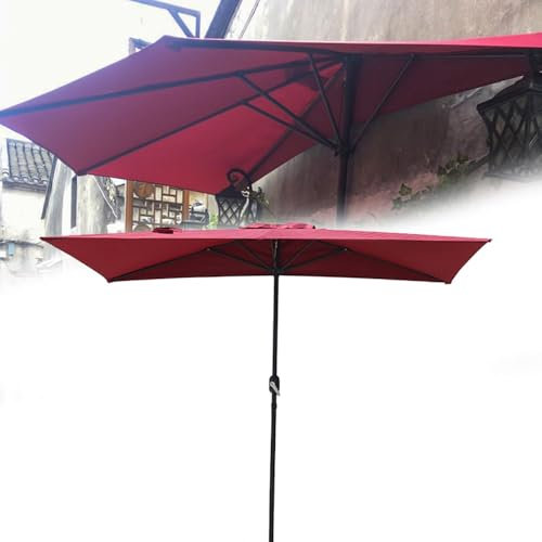 ZYXQQJ 250cm Halb Sonnenschirm, Halbrundschirm Wandschirm Balkonschirm Terrassenschirm Marktschirm Mit Kurbel, Einfach Zu Bedienen(Red)