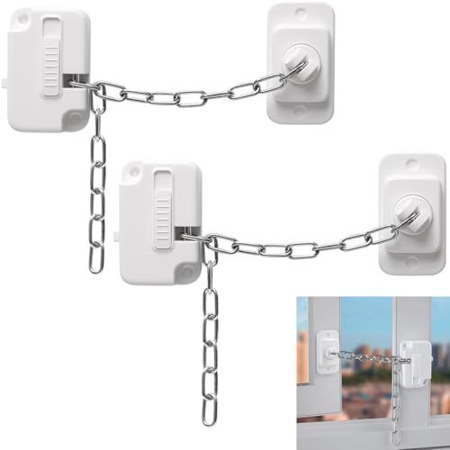 Maven Gifts 2 Pack Window Locks, Window Locks Child Safety -Self Adhesive Restrictor for UPVC/Metal/Wooden/Sliding Windows | No Drill Adjustable Safety Lock, Pet & Baby Security