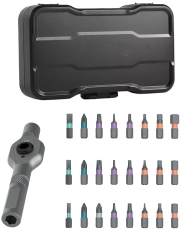 Fafeicy Kit Destornillador Magnético 24 en 1 Profesional con Trinquete de 6,2° Ajuste, Puntas Intercambiables y Estuche de Almacenamiento