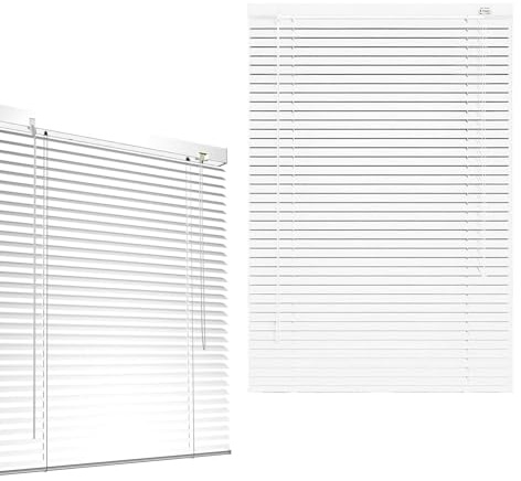 AJTXCSFOQL 25mm Aluminum Blinds, 30 48 66 82 94 102 116 130 140 155 170 Wide Blackout Window Blinds & Shades, Blinds for Home Nursery Bedroom Kitchen Bathroom, Easy to Install(White)