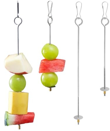 BIFHIG 4 Pièces De Fourchettes À Fruits en Acier Inoxydable, Supports d'alimentation pour Oiseaux, Brochettes De Perroquets, Brochettes De Légumes pour Oiseaux, Accessoires pour Cages À Oiseaux.