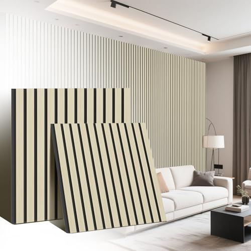 Kidsgigglz 6x Akustikpaneele holz 60×60 cm, Schalldämmung Paneele Wand, Hochwertige Schallschutz Akustikplatten Holz, Akustikpaneele Platten für Studio Büro Heimkino, WeiB-Eiche