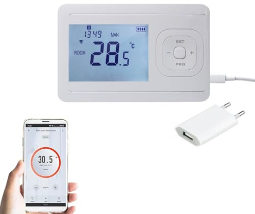Thermostat connecté WiFi V3 pour chauffage, programmable, contrôle via application, régulateur de température, compatible chauffage au sol et chaudière, installation murale, noir