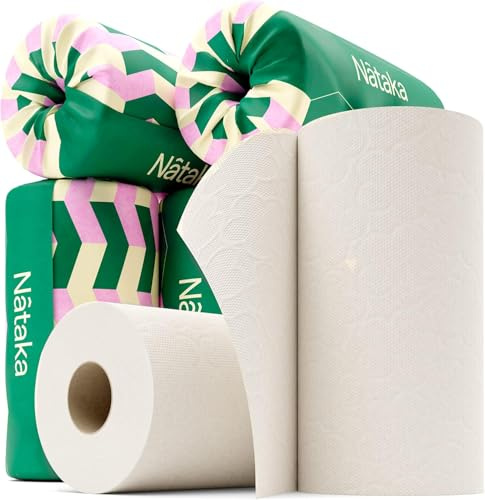 Bamboo Paper Towels, 6 Pack x 2-Ply Large & Eco Friendly Roll - Hypoallergenic, 100% Biodegradable, Plastic and Chemical Free, Absorbent Kitchen Towels