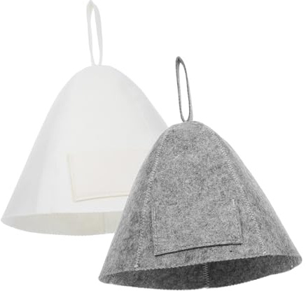 VALICLUD 2pcs Felt Sauna Caps with Pockets Heat Protection Bath Accessories for Men Women Grey Beige Comfortable Breathable Headwear for Steam Rooms and Shower Use