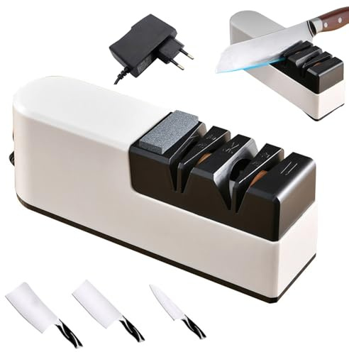 Affilacoltelli Elettrico 5 in 1,Affilacoltelli Multifunzione,Sistema di Affilatura Coltelli 5 in 1 con Lama Dritta,per Affilatura Grossolana,Riparazione e Affilaturas Coltelli