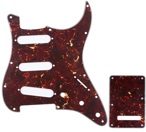 Musiclily SSS Strat Pickguard and Backplate Set for USA/Mexican Fender American Standard Strat Modern Style Electric Guitar,4Ply Tortoise Shell