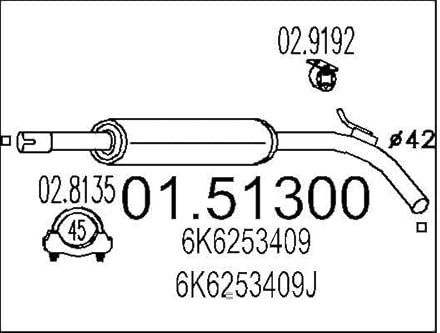 MTS 01.51300 Marmitta centrale Silenziatore centrale