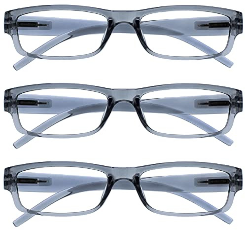 OPULIZE Die Lesebrille Unternehmen Grau Leicht Komfortables Leser Wert 3er-Pack Designer Stil Herren Frauen UVR3PK032GR +2,00