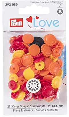 Prym Love Druckknopf Color Blume 13,6 mm gelb/rot/Gold, Polyester, 393080-1