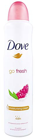 6 x Natural Dove Go Fresh Spray Granada Desodorante Cuerpo