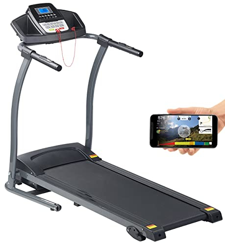 Newgen Medicals Laufband elektrisch: Profi-Laufband mit App & Bluetooth, Pulsmesser, 12 Programme, 1.100 W (Heimtrainer, Hometrainer, Senioren Handy)