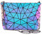 Sac Bandoulière Chaîne, LOVEVOOK Sac à Main Femme à motifs Géométriques, Besace Sacoche Mode Chic, Couleur Gris et Violet holographique