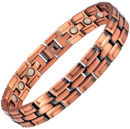 YINOX Rotes Kupferarmband für Herren Rotes Kupfer-Magnetarmband Armband mit einreihigen Magneten