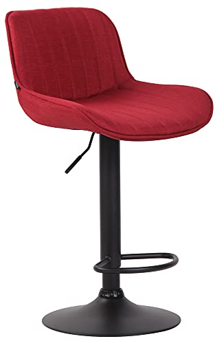 CLP Barhocker Lentini Stoff I Thekenhocker Höhenverstellbar I Barstuhl Mit Fußstütze I 360° Drehbar I Tresenhocker Mit Trompetenfuß, Farbe:rot, Gestell Farbe:schwarz