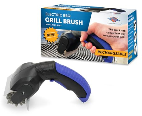 Flame King Cepillo para Polvo eléctrico para Parrilla de Barbacoa, inalámbrico y Recargable, cerdas de Acero Inoxidable, Tipos de Parrilla