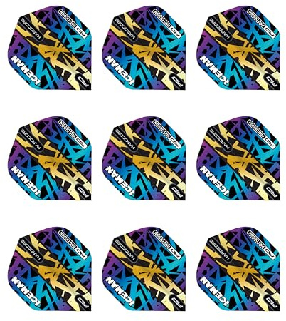 RED DRAGON Gerwyn Price Hardcore Premium Rainbow & Gold Dart Flights - 3 Sets Per Pack (9 Dart Flights in total)