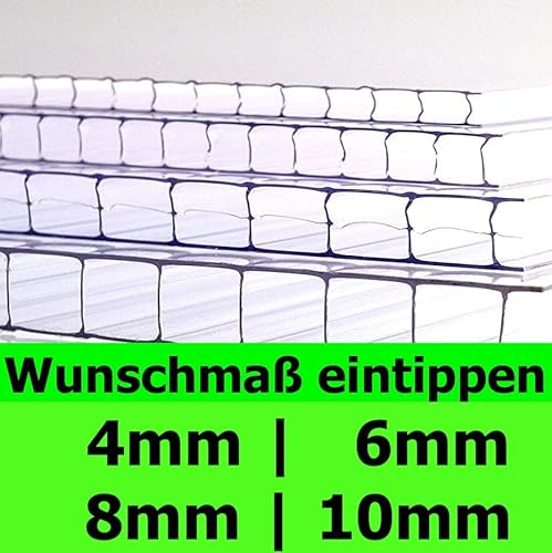 ◼️ Gewächshausplatten ◼️ 700 x 1500 mm ◼️ Doppelstegplatte ◼️ Hohlkammerplatte ◼️ Polycarbonat ◼️ 4 mm ▪️ 6mm ▪️ 8 mm ▪️ 10 mm Stärke ◼️ (4mm | 1 Stück | Wunsch-Zuschnitt)